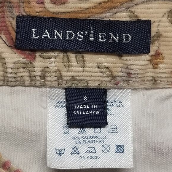 Lands End 8 Pants Corduroy Tan Paisley Cotton Bohemian Festival Boho Hippie - Picture 4 of 7